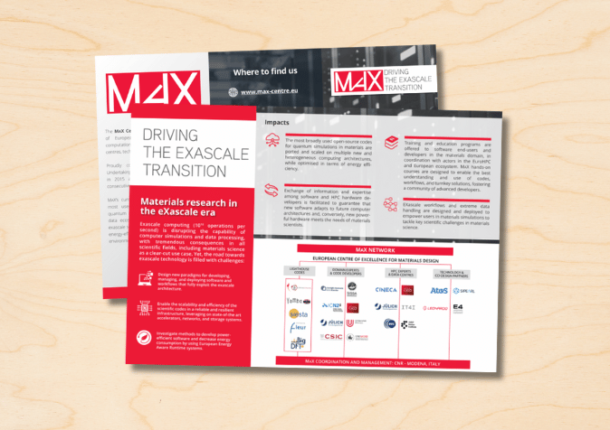 Mockup: small version of the MaX flyer on a table.