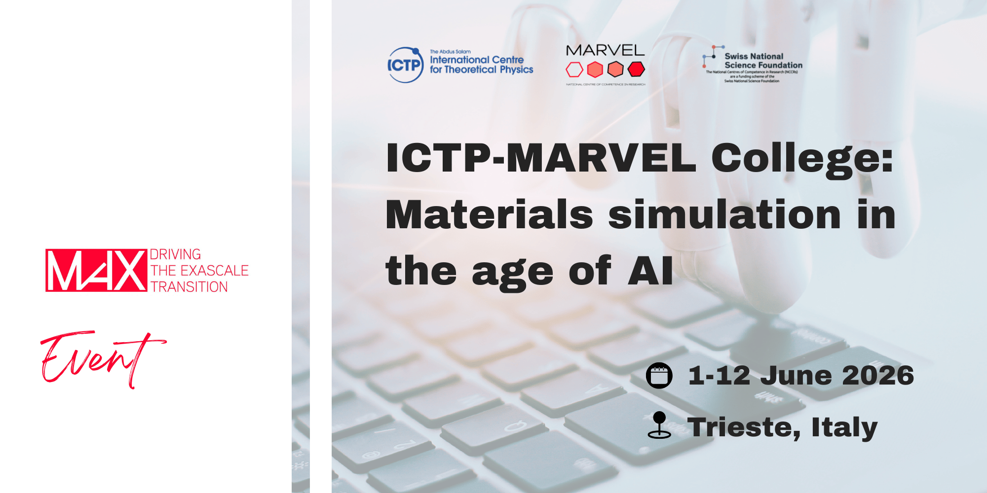 ICTP–MARVEL College 2026: Materials Simulation in the Age of AI
