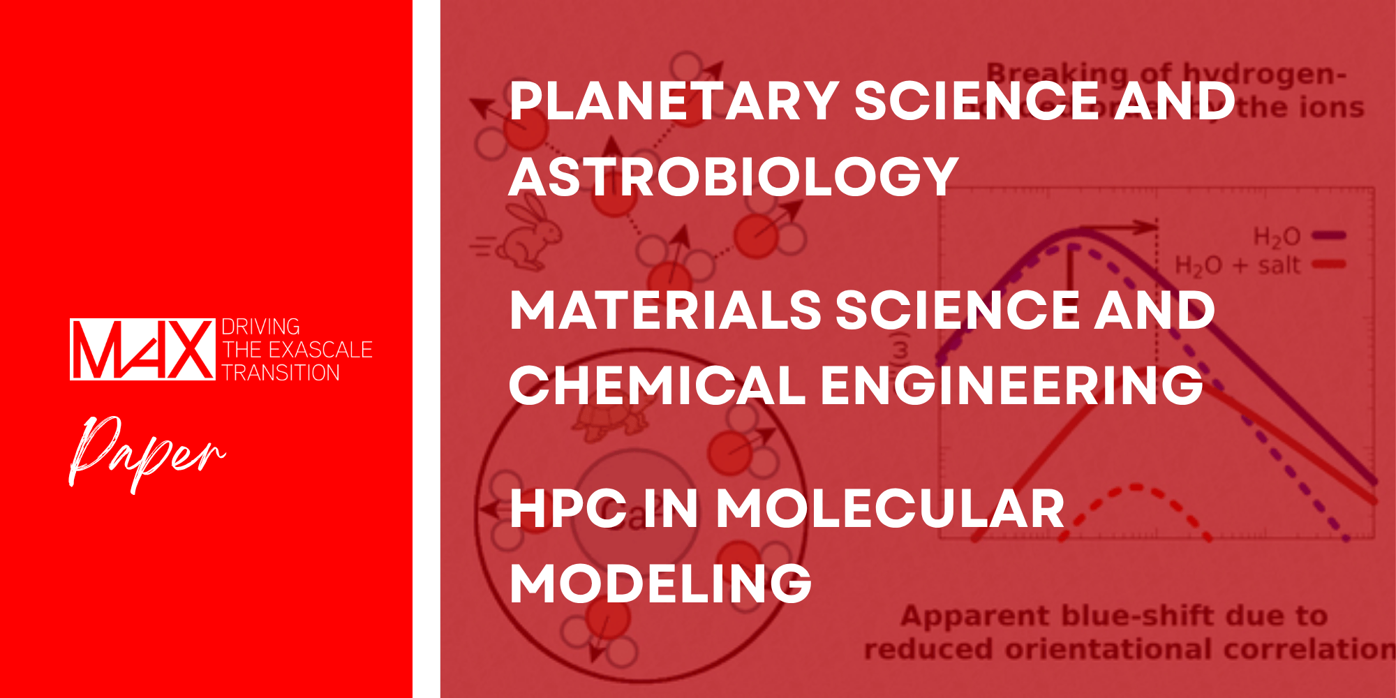 Planetary science and astrobiology, Materials science and chemical engineering, High-performance computing in molecular modeling.